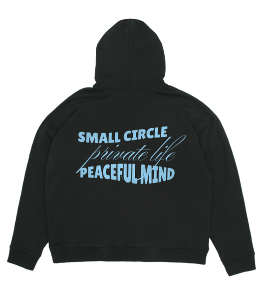 Small Circle Private Life Peaceful Mind Unisex Oversized Hoodie - Black